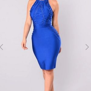 Royal blue bandage dress S NWT